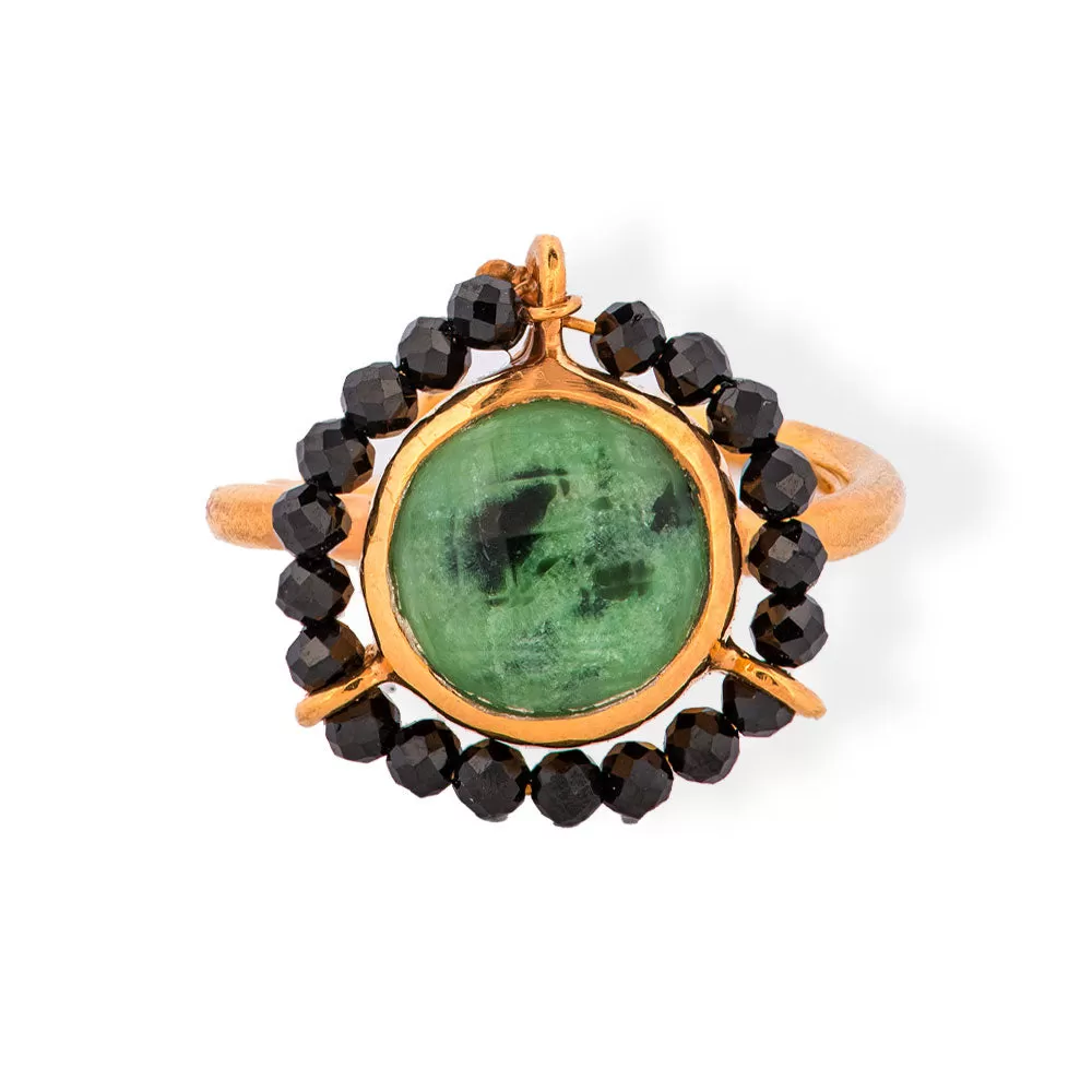 Handmade Gold Plated Silver Ring With Zoisite & Spinels