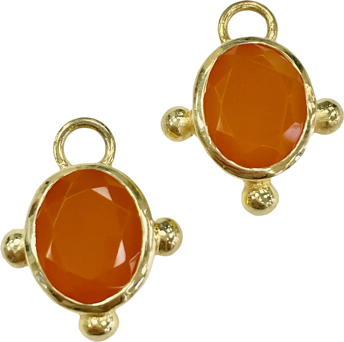 Heavenly London Gold / Orange Onyx Oval Detachable Drops For Huggies/hoop Earrings