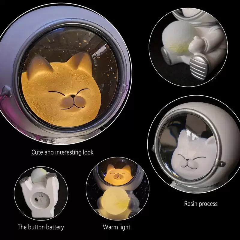 Kawaii Astronaut Cat Night Light