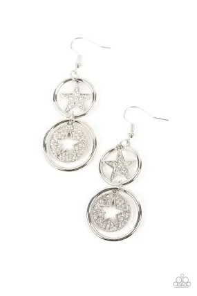 Liberty and SPARKLE for All - White Paparazzi Earrings