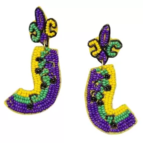 Mardi Gras Music Seed Beaded Earrings