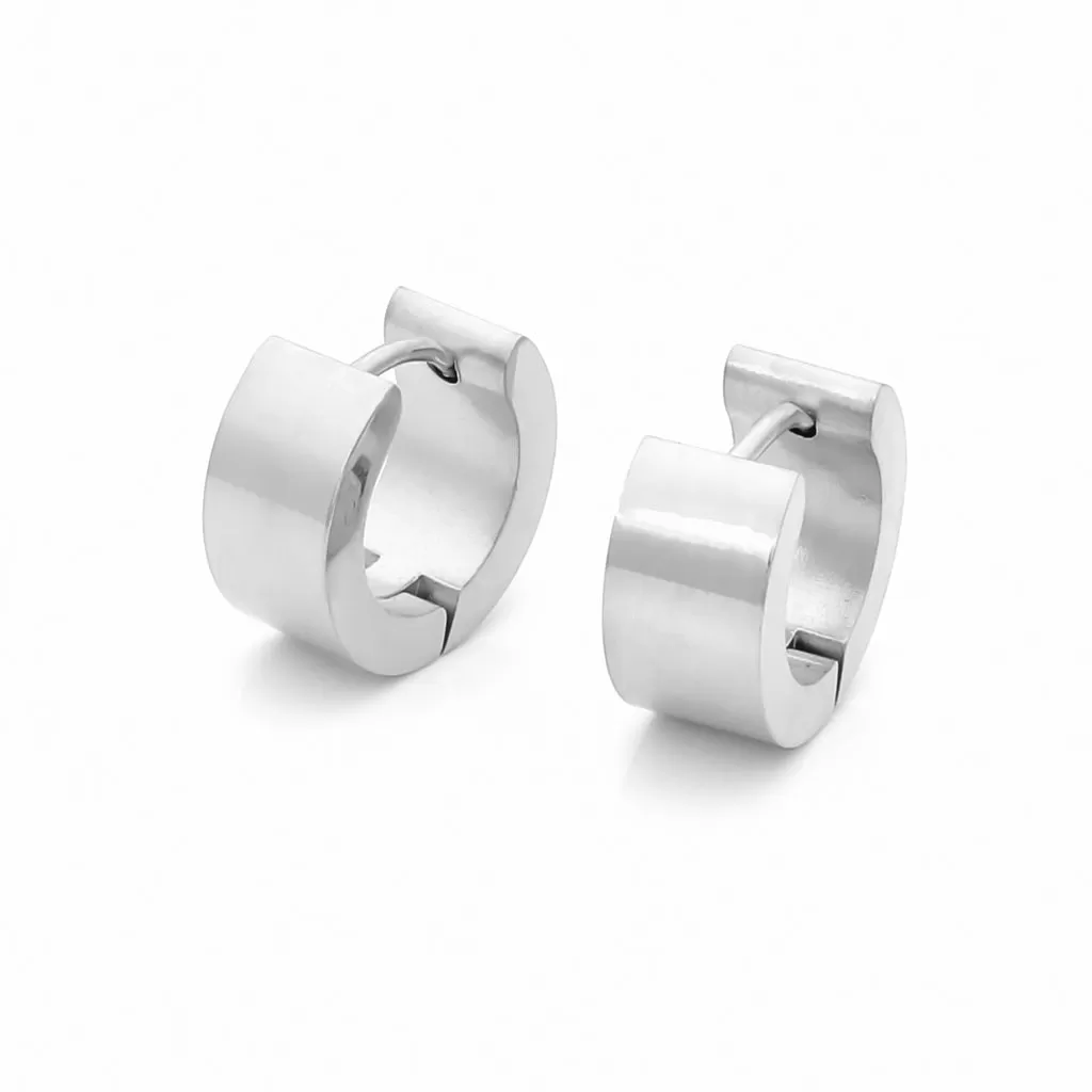 Men's Stainless Steel Huggie Hoop Earrings - 6X9