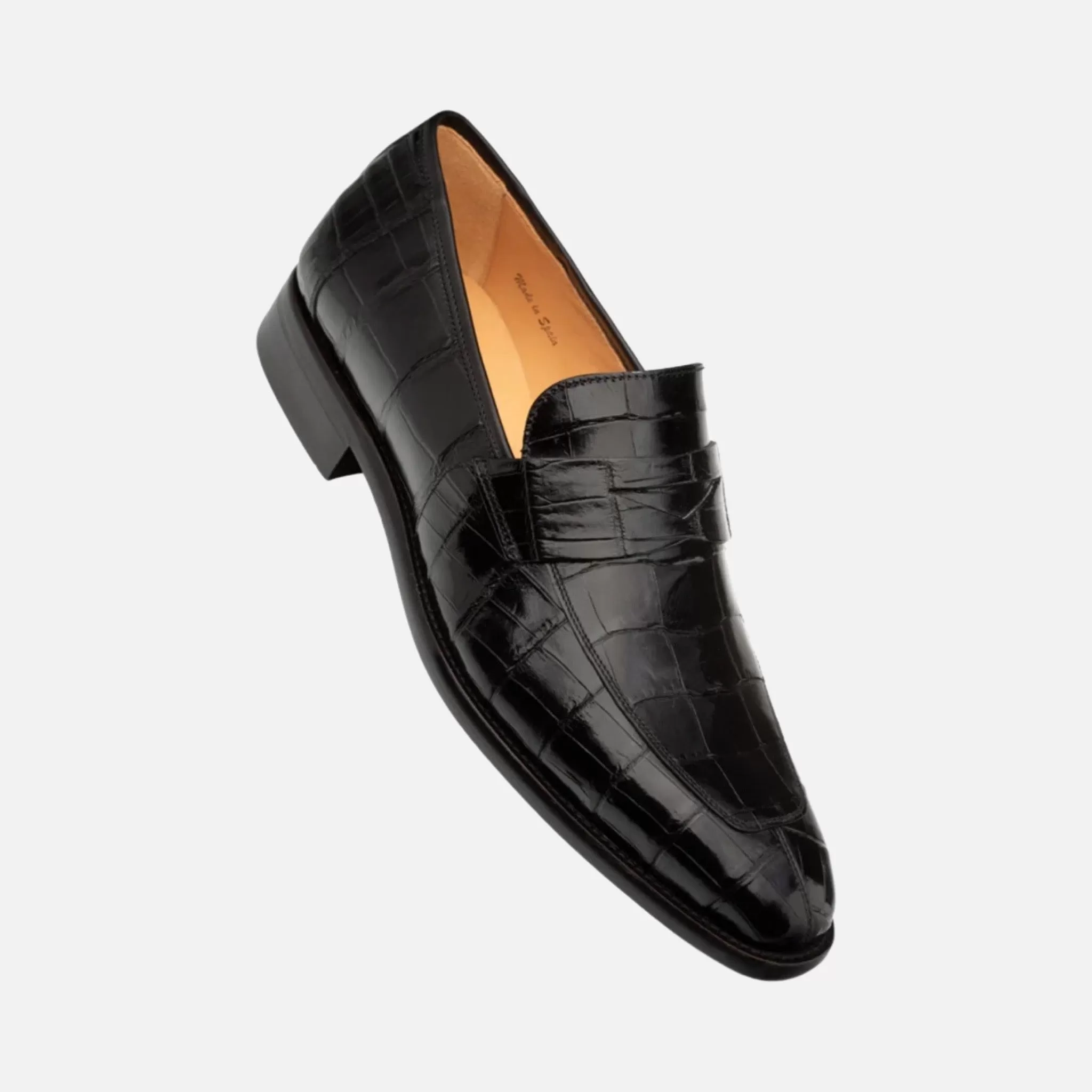 Mezlan Piccolo 'Black' Alligator Penny Loafer - Handcrafted in Spain