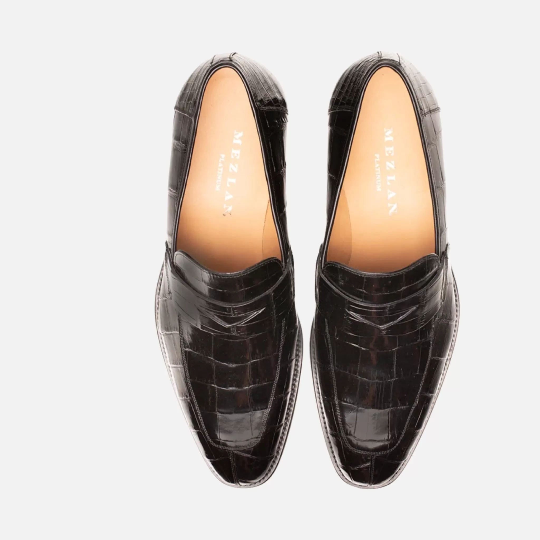 Mezlan Piccolo 'Black' Alligator Penny Loafer - Handcrafted in Spain