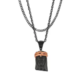 Mister Jesus Black & Rose Gold Necklace