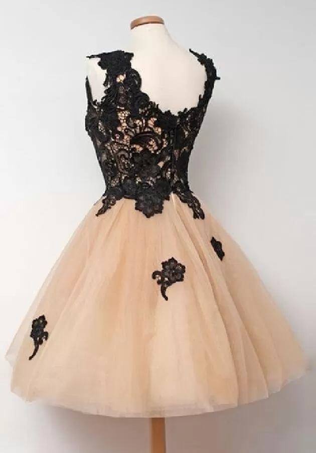 Off-the-Shoulder Black Lace Sweet 16 dresses Lace Prom Dresses