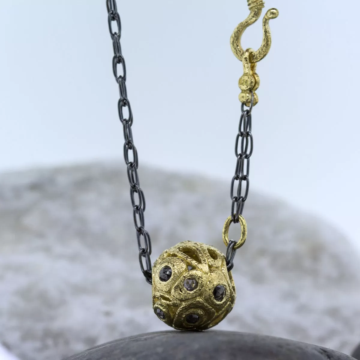 Orb Pendant Necklace with diamonds