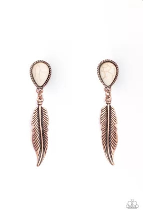 Paparazzi Totally Tran-QUILL - Copper Earrings