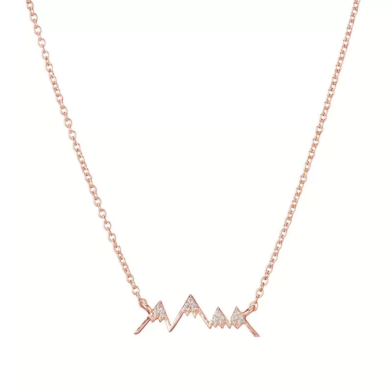 Pavé Mountain Outline Necklace