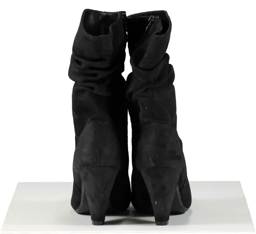 Peacocks Black Faux Suede Heeled Boots UK 8 EU 41 👠