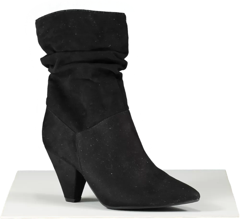 Peacocks Black Faux Suede Heeled Boots UK 8 EU 41 👠