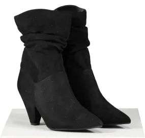 Peacocks Black Faux Suede Heeled Boots UK 8 EU 41 👠