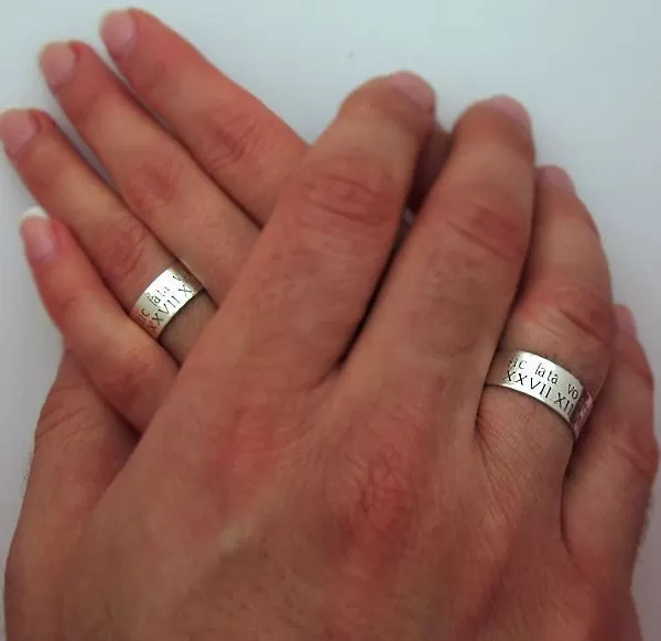 Personalized Couple Rings Sterling Silver Set