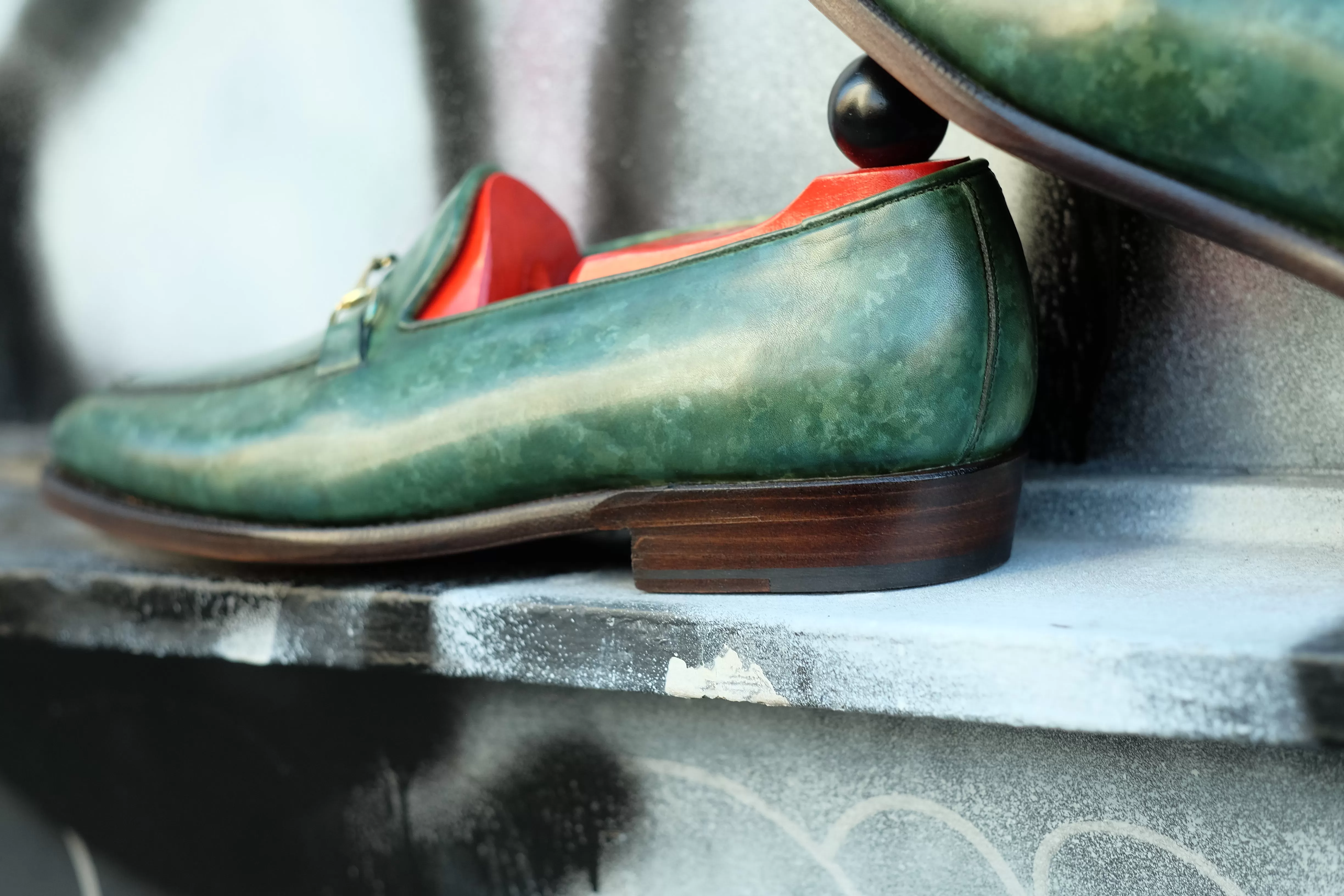 Pike - MTO - Forest Green Marble Patina - LPB Last - Single Leather Sole