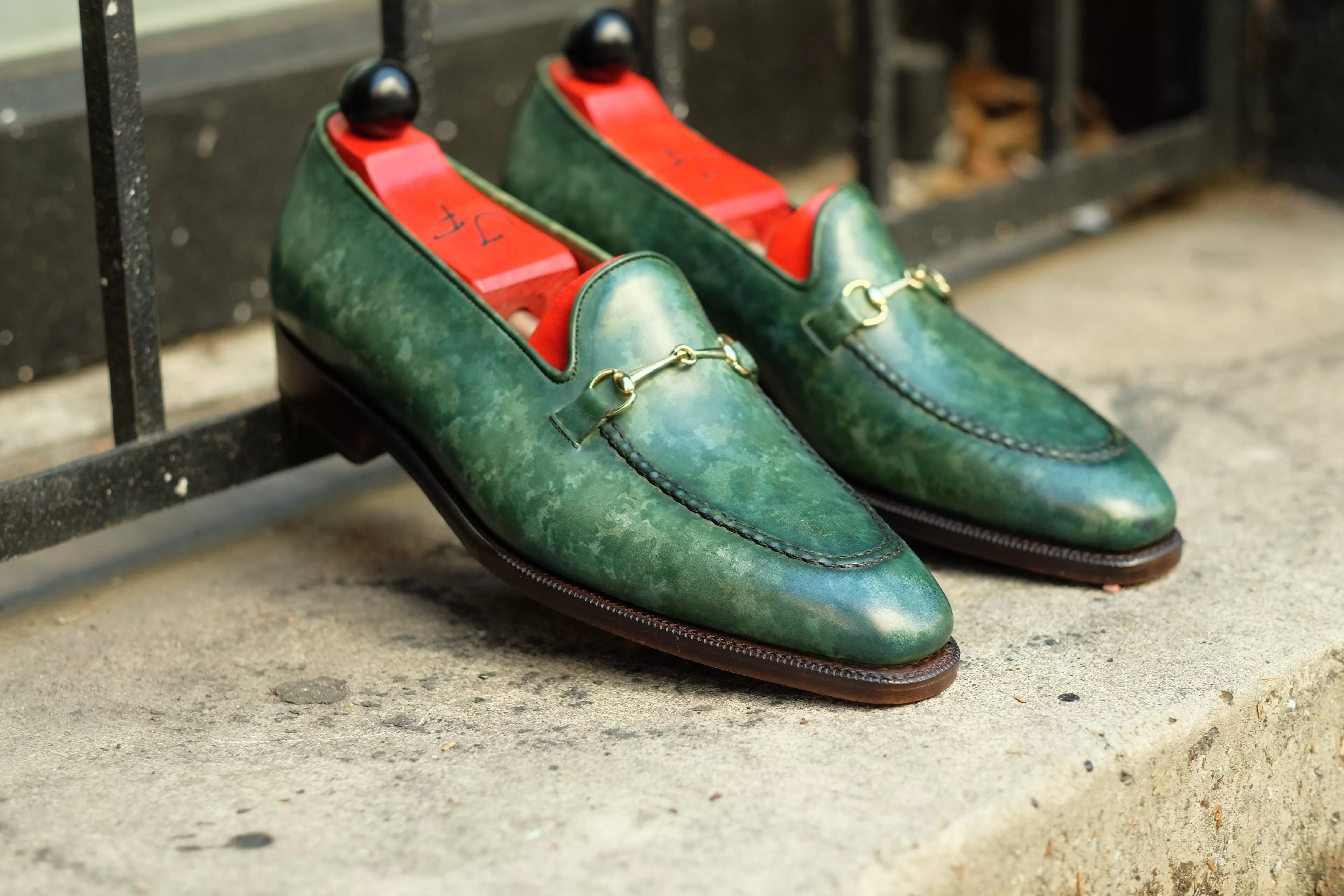 Pike - MTO - Forest Green Marble Patina - LPB Last - Single Leather Sole