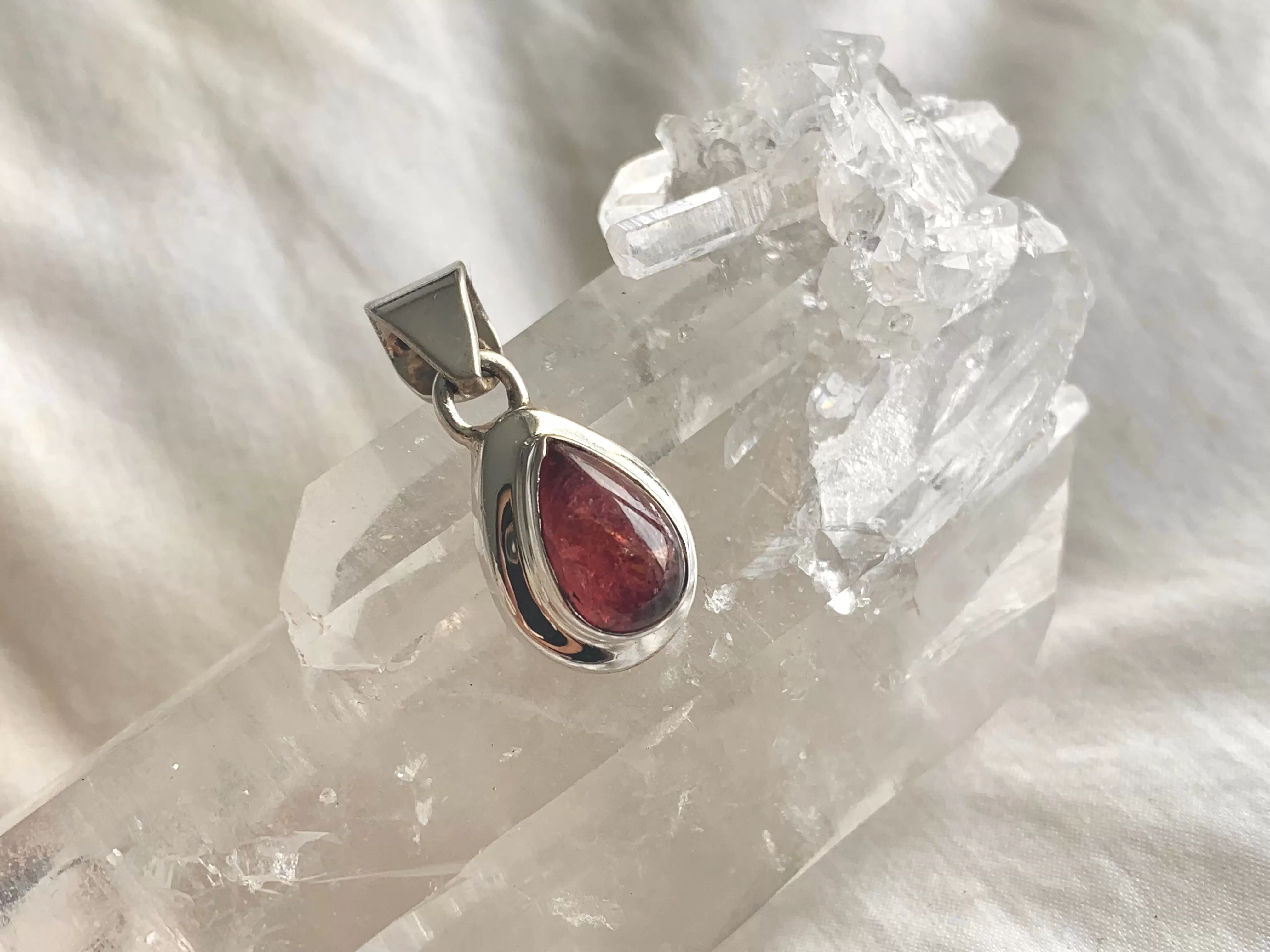 Pink Tourmaline Ansley Pendant - Small Drop