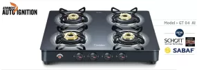 Prestige Royale Plus Schott Glass 4 Burner Gas Stove, Auto Ignition