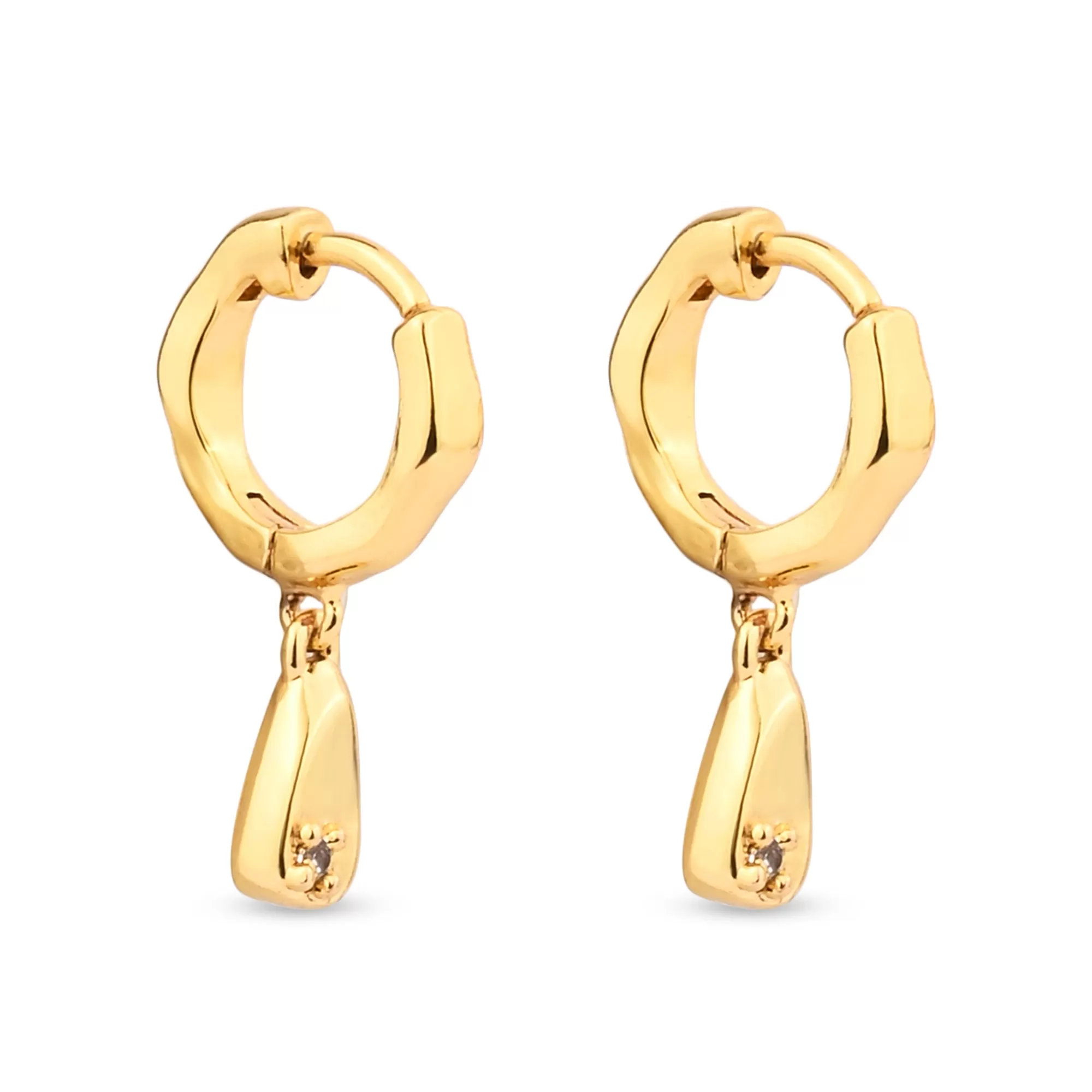 Real Gold-Plated Z Molten Charm Huggie Hoops