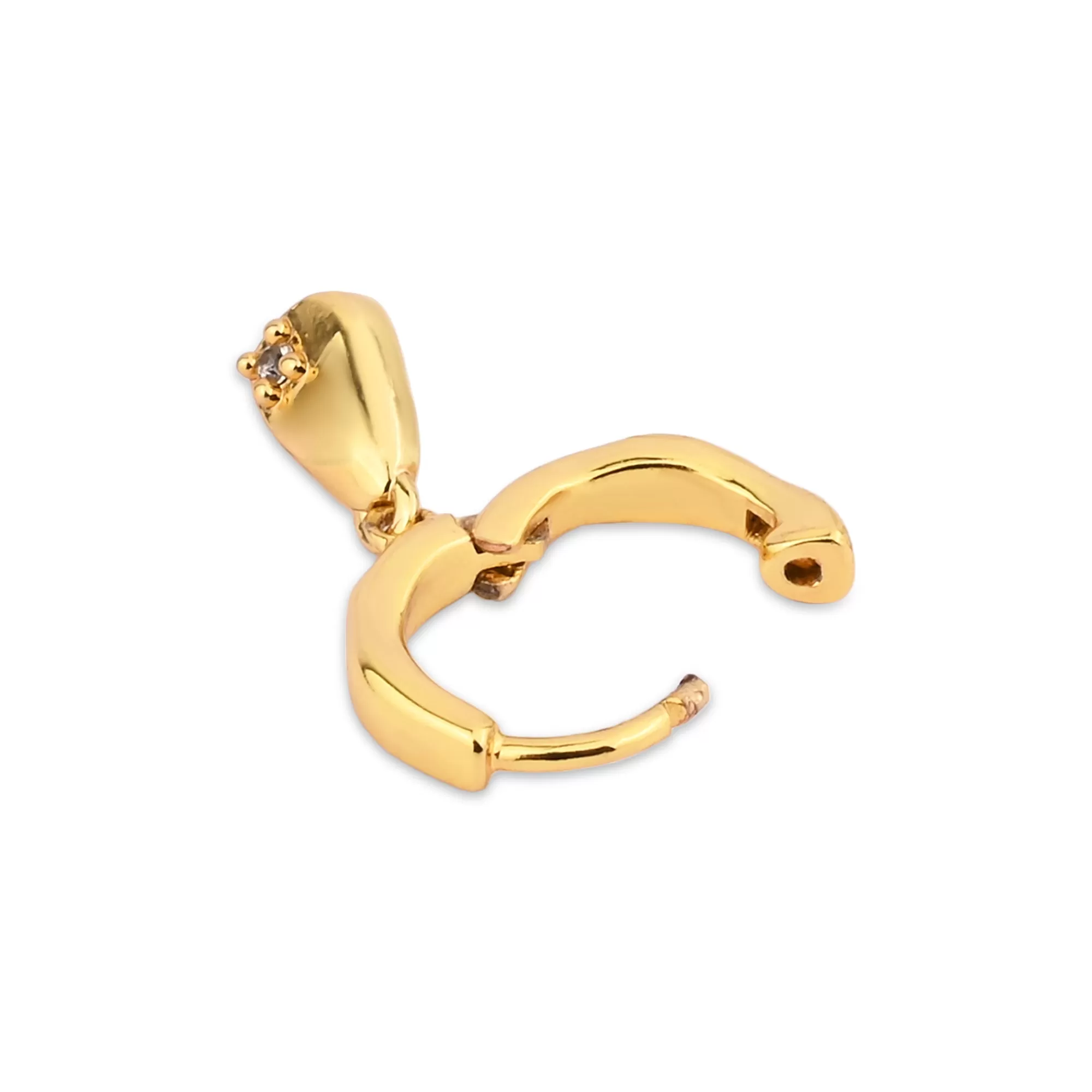 Real Gold-Plated Z Molten Charm Huggie Hoops