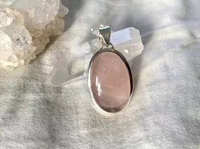 Rose Quartz Naevia Pendant - Long Oval (One of a kind)