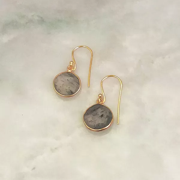 Rutilated Quartz Single Drop Hook Earrings