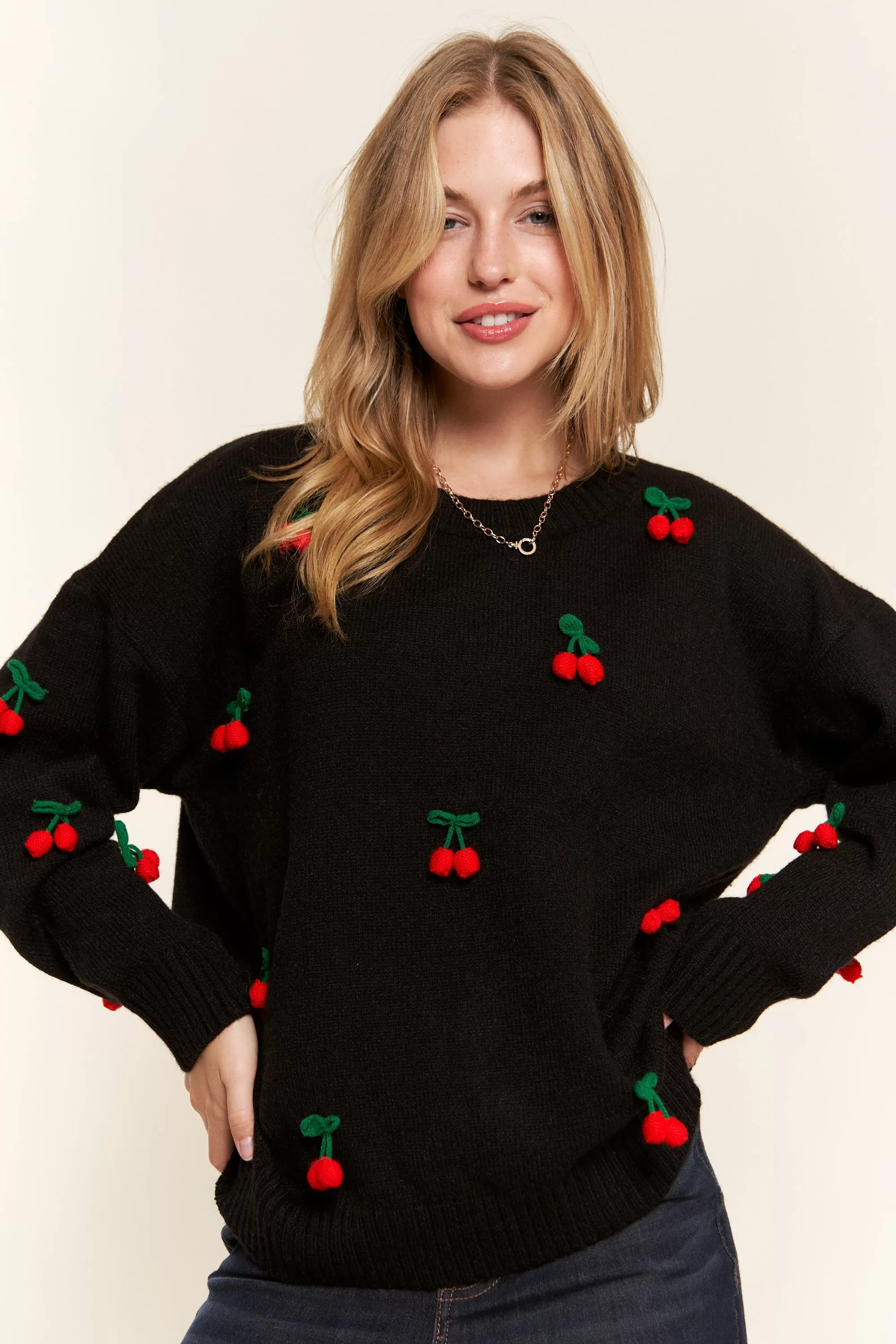 Shirley Temple Cherry Pom Sweater