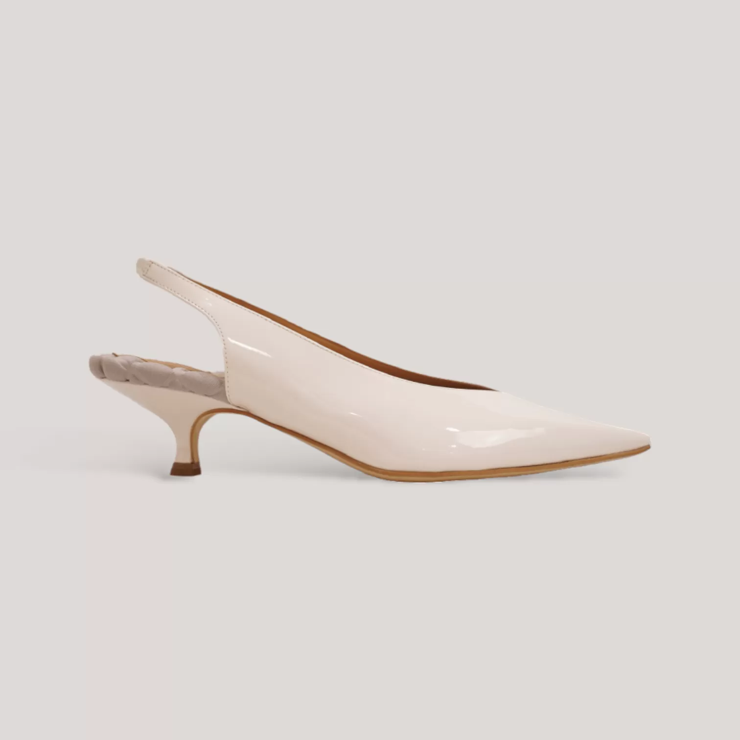 SILVANA | Ivory Vegan Patent - Kitten Heel Pump