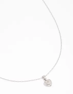 Silver Diamante Mini Heart Pendant Necklace