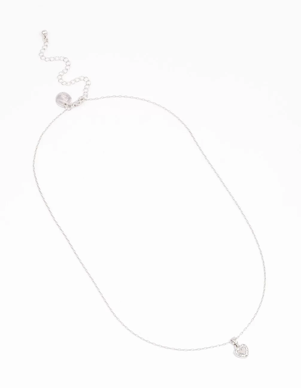 Silver Diamante Mini Heart Pendant Necklace