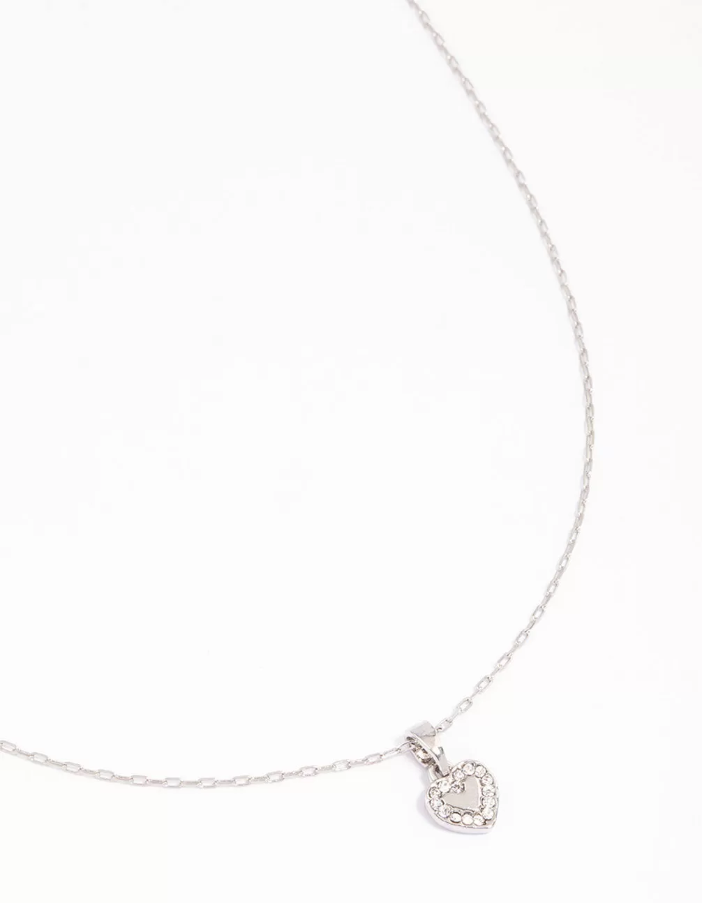 Silver Diamante Mini Heart Pendant Necklace