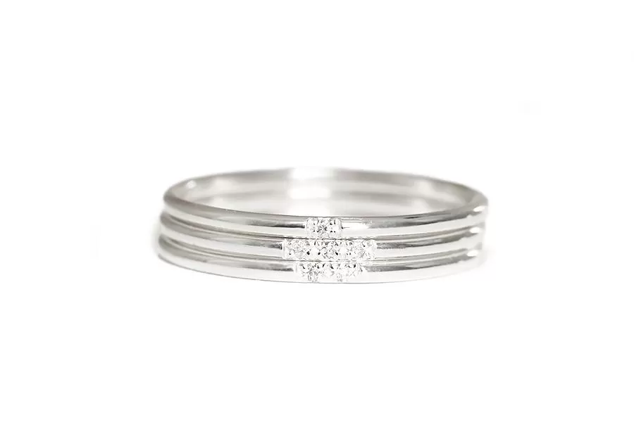 Silver Slim Stacking Diamond Rings