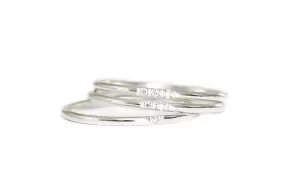 Silver Slim Stacking Diamond Rings