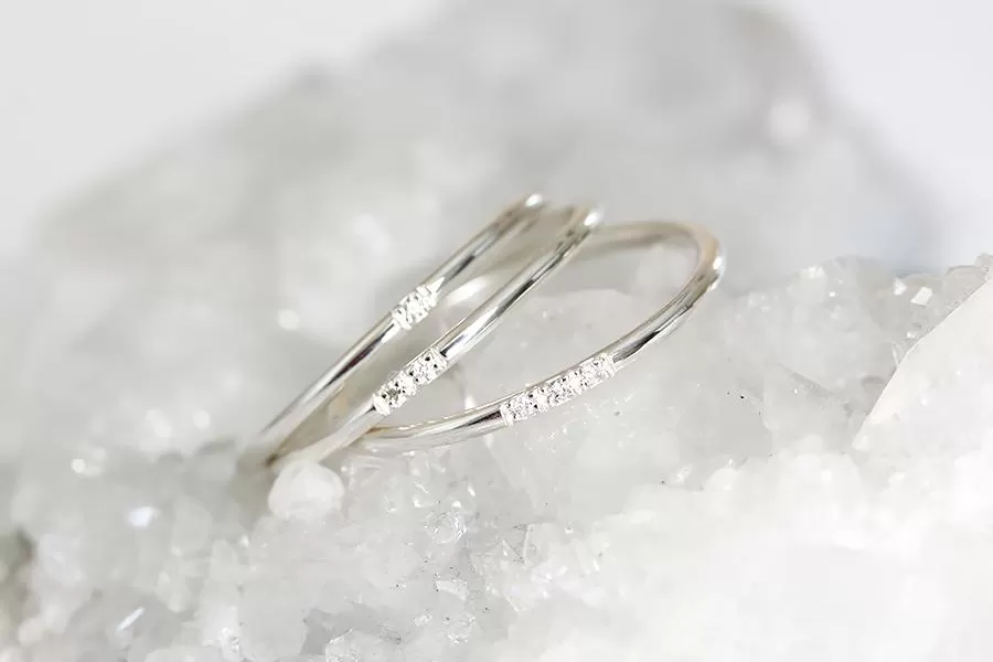 Silver Slim Stacking Diamond Rings