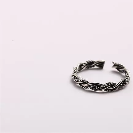 Silver Vintage Knit Twist Plain Ring