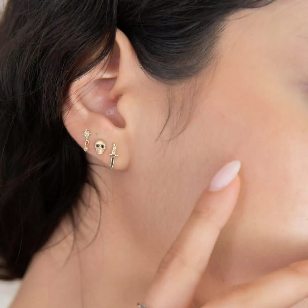 Skull Push Flat Back Earrings