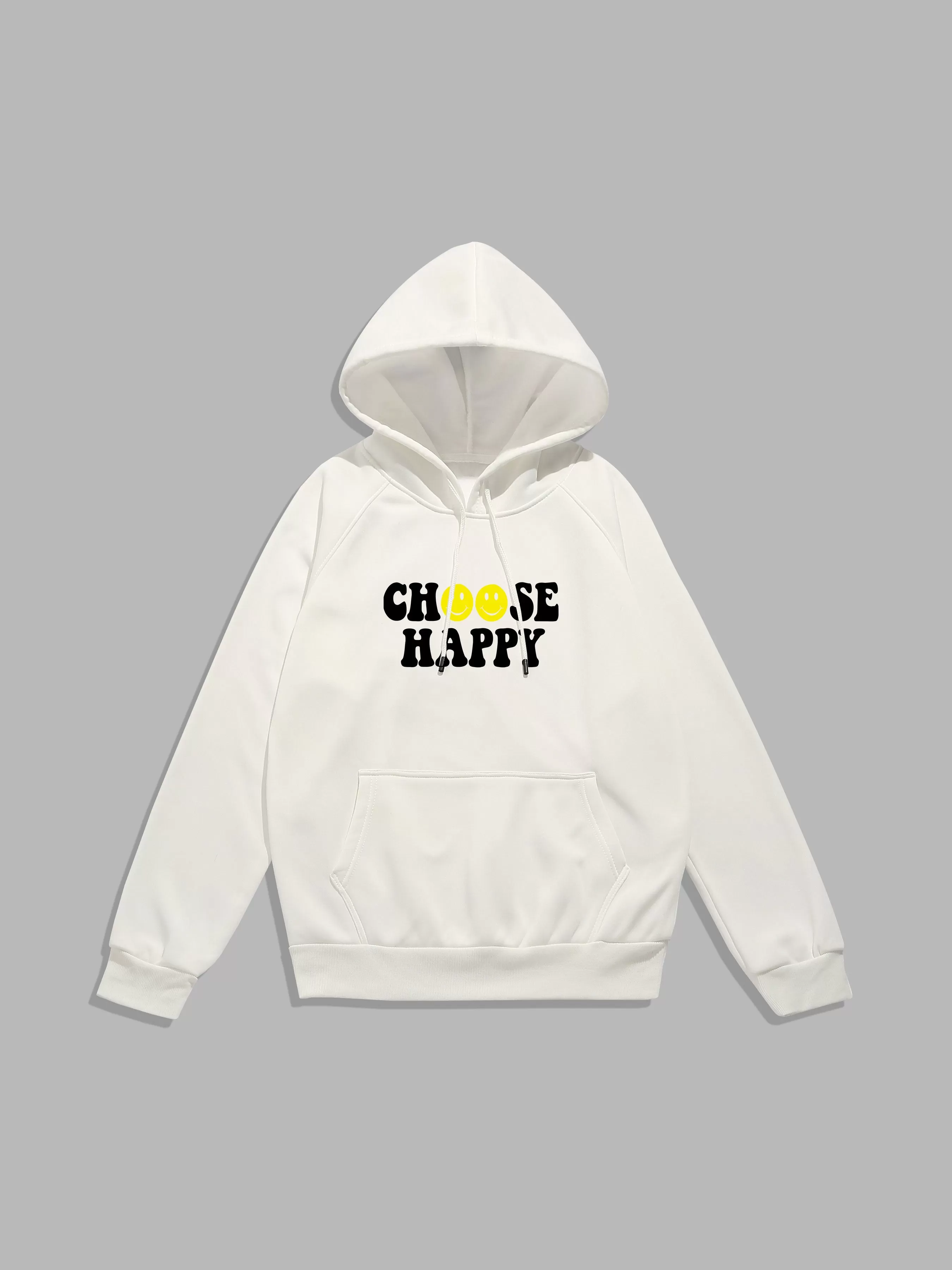 Smiley Slogan Print Hoodie