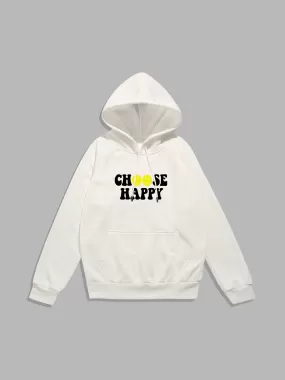 Smiley Slogan Print Hoodie