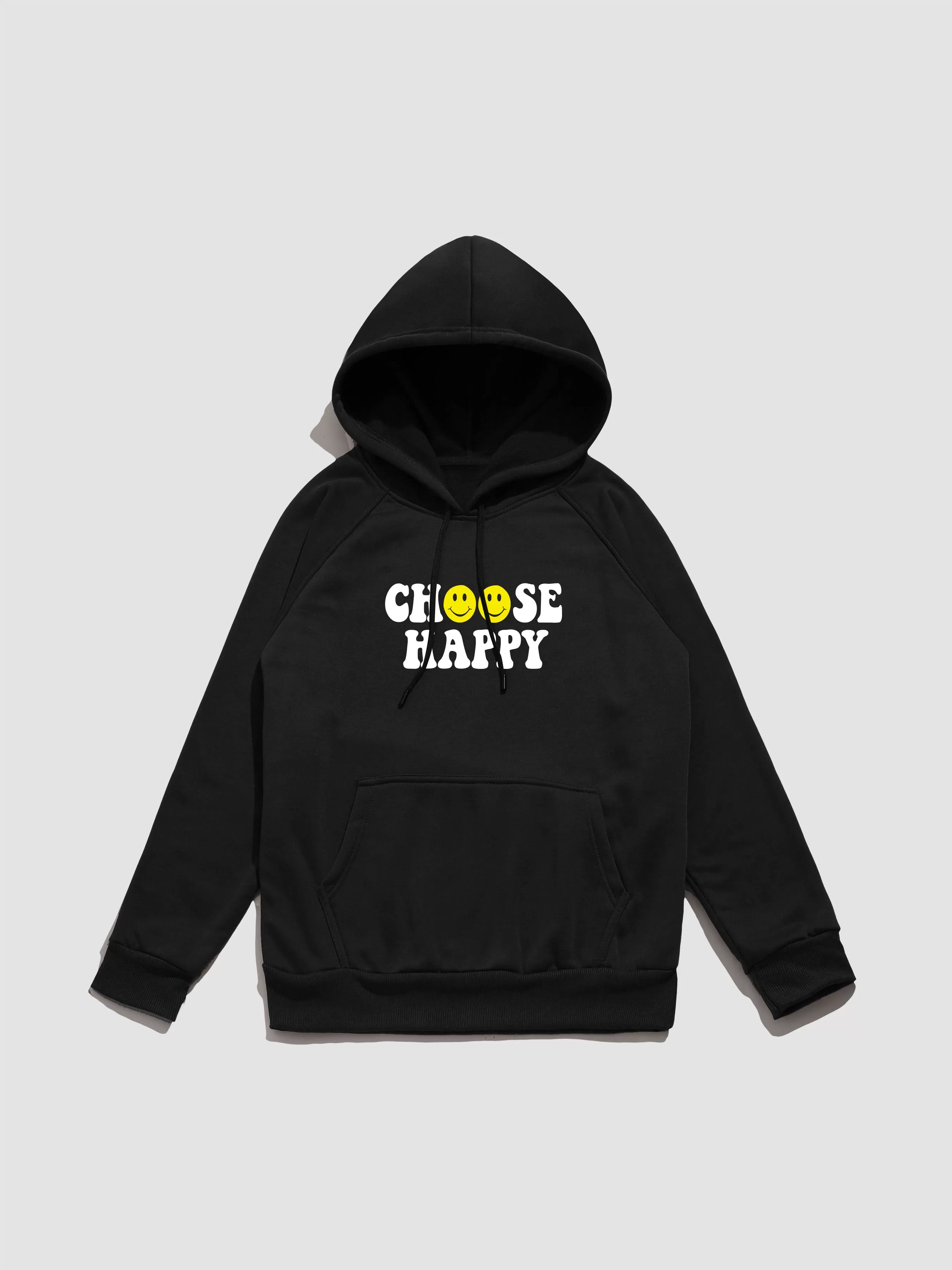 Smiley Slogan Print Hoodie