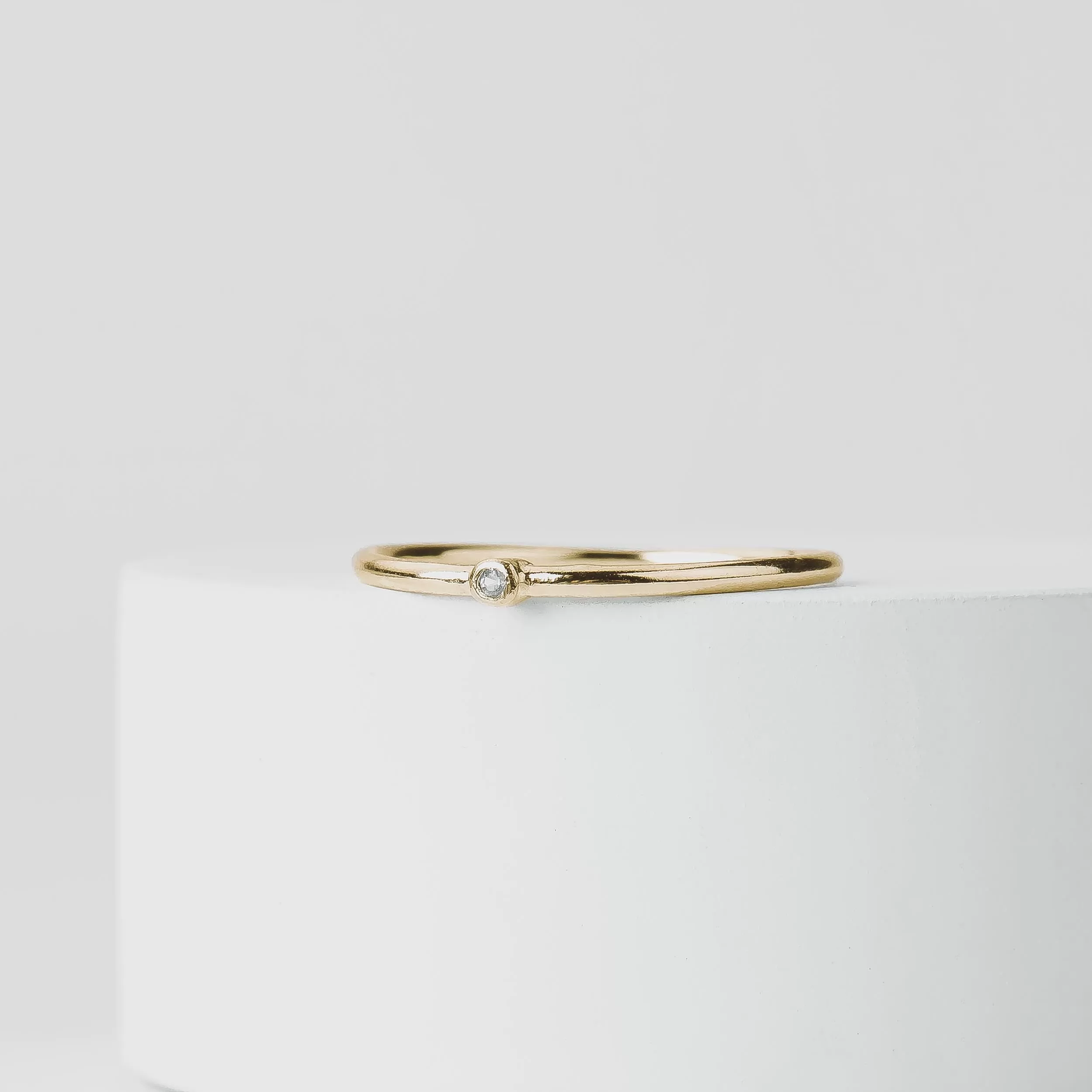 Solid 14K Gold Diamond Stacking Rings