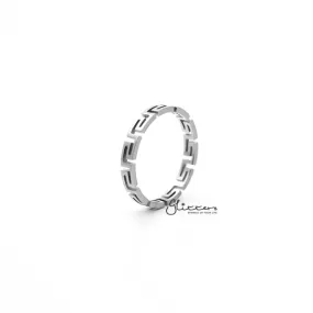 Stainless Steel Greek Key Women's Ring