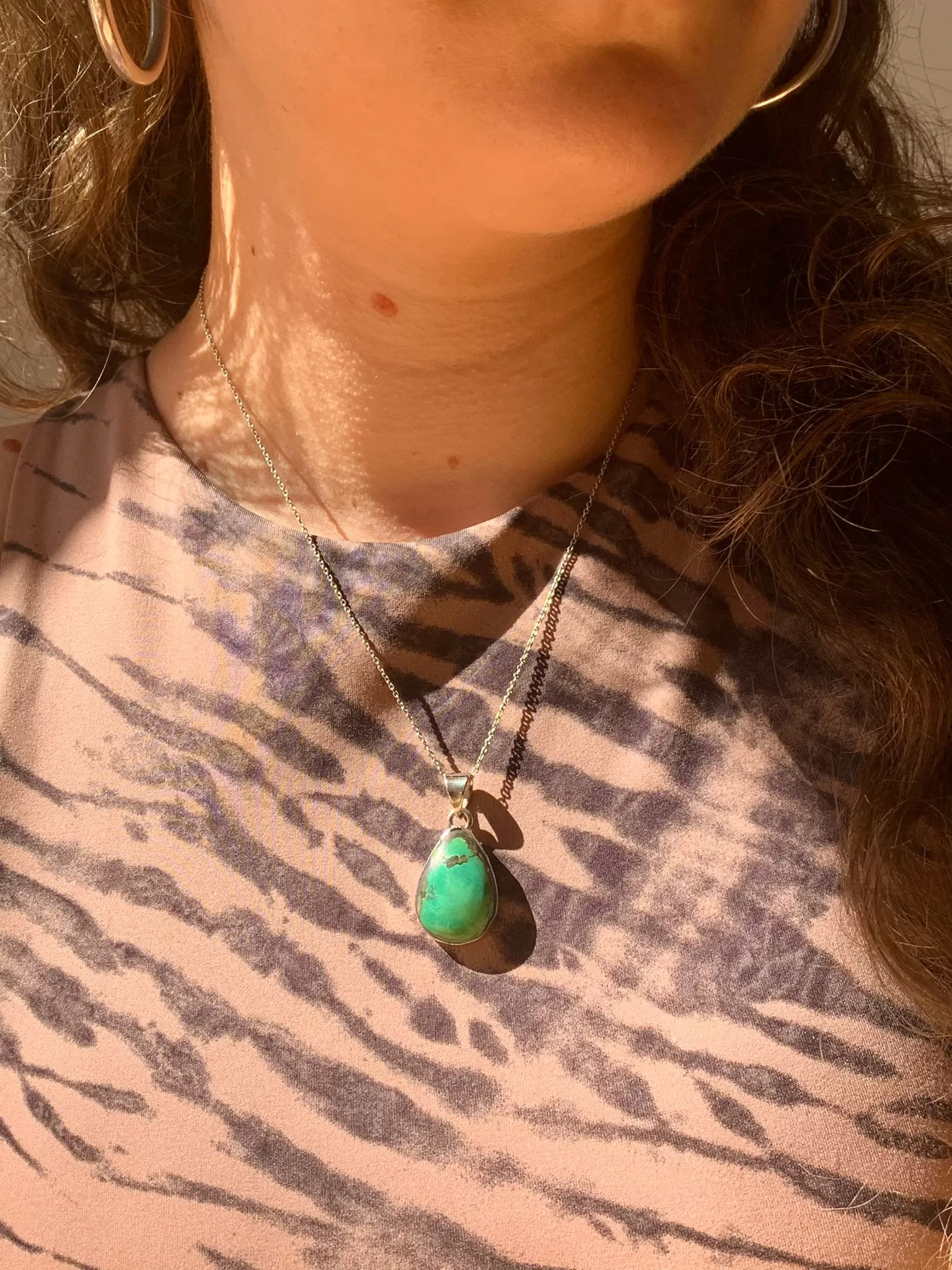 Tibetan Turquoise Akoni Pendant - Teardrop