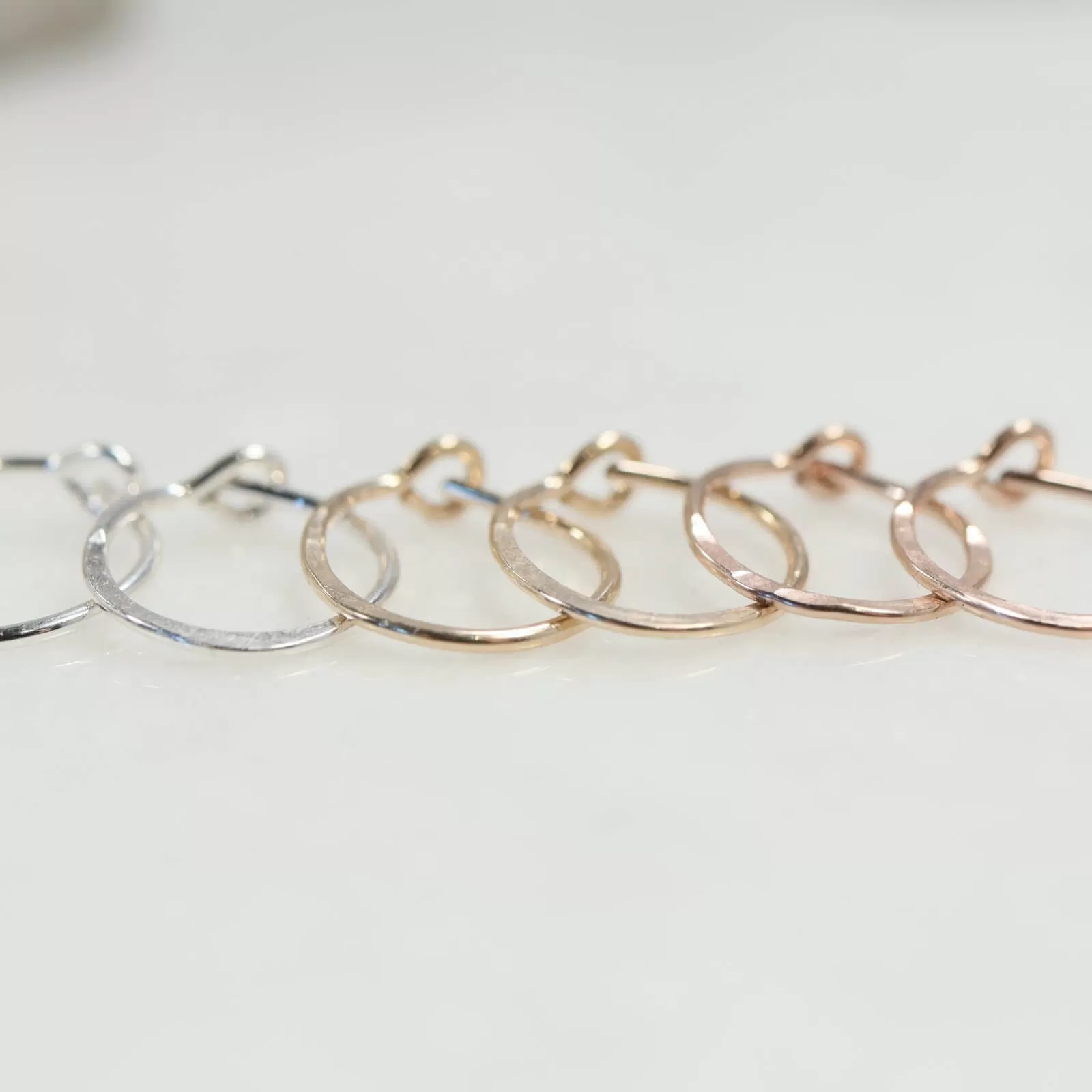 Tiny Hoop Earring Hammered - Choose Your Diameter, Gauge, Metal, Hoops For Men & Women