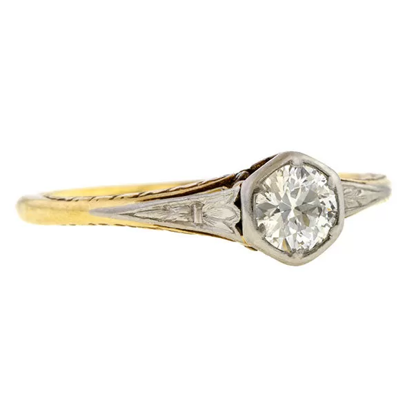 Vintage Engagement Ring, Old Euro. 0.35ct.