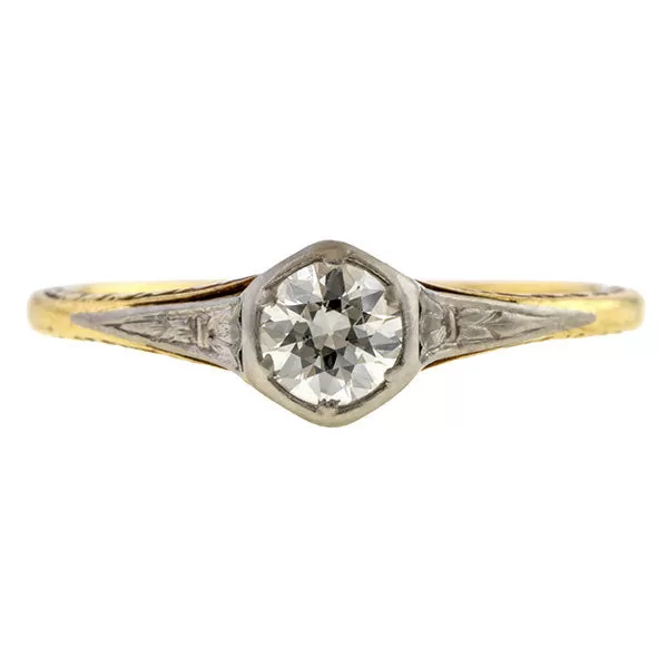 Vintage Engagement Ring, Old Euro. 0.35ct.