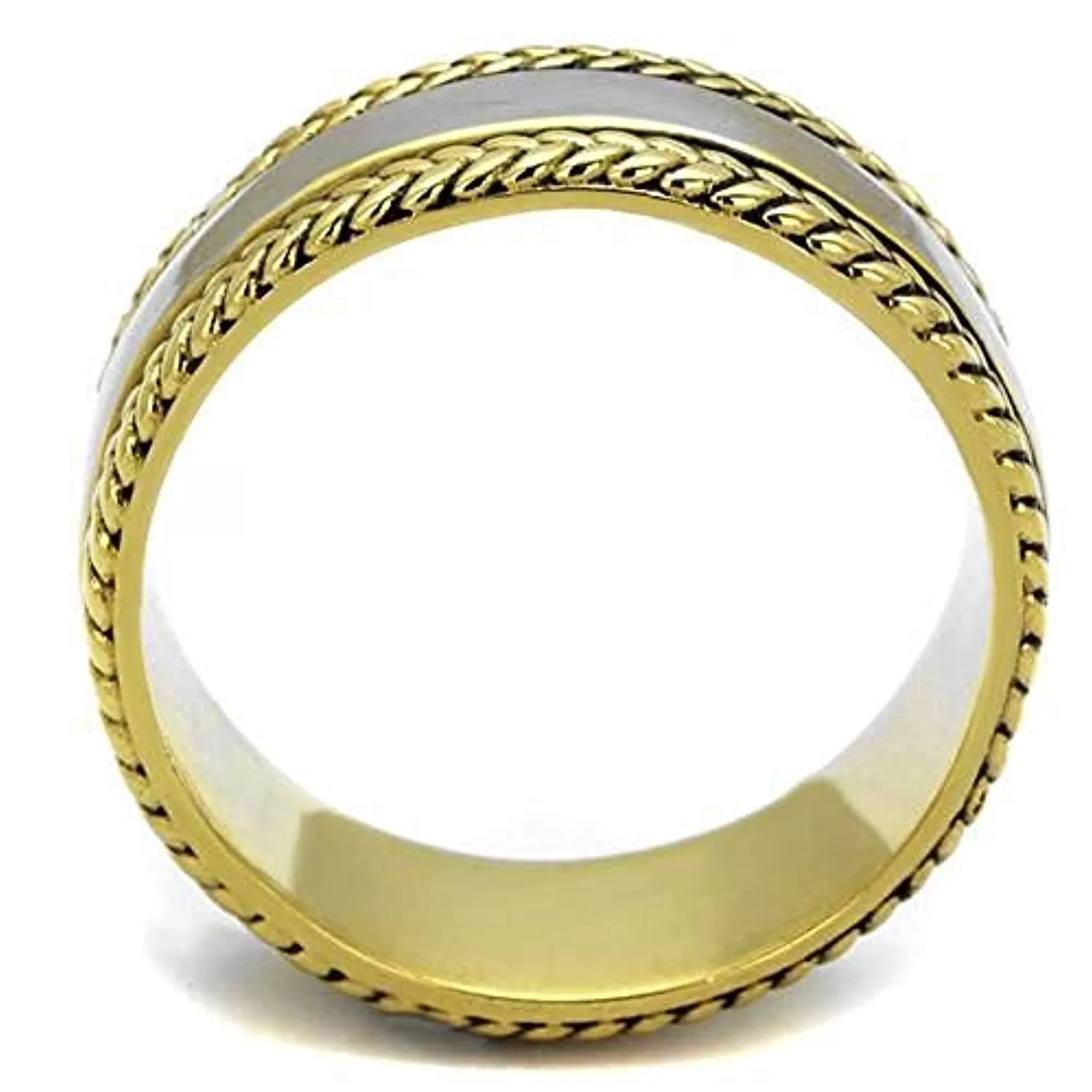 WildKlass Stainless Steel Ring Two-Tone IP Gold Men Epoxy Jet